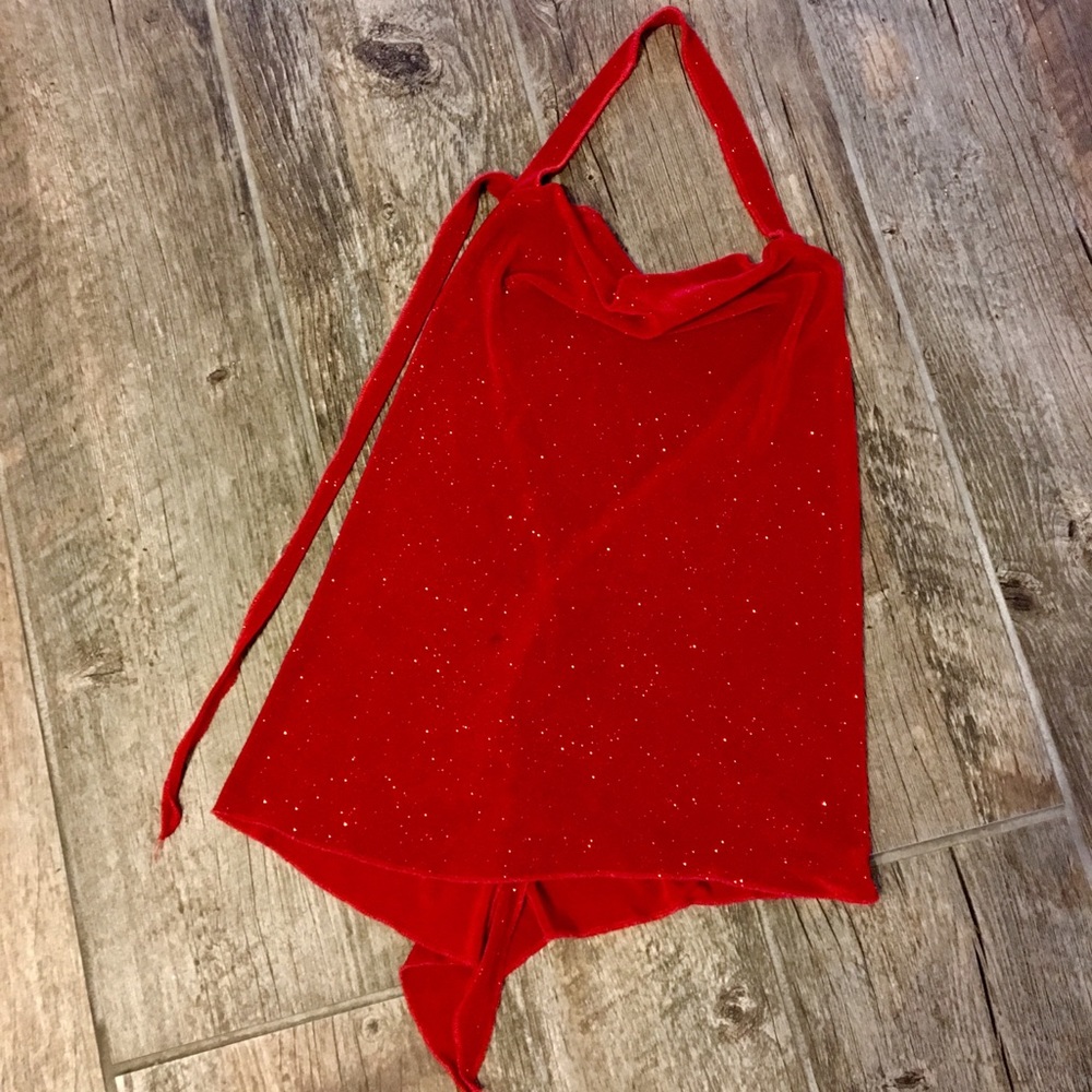Sparkling Red Halter Top With Open Back - image 1